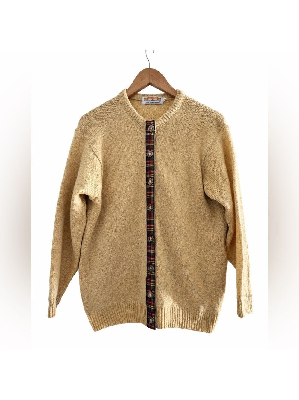 Vintage Heritage Wool Cardigan Tartan Placket